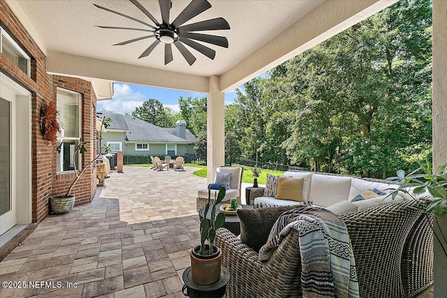 12768 Cattail Pond Cir S, Jacksonville, FL 32224 - view of patio with an outdoor living space and a ceiling fan