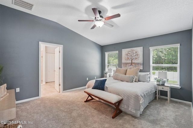 481 Fox Water Trl, Saint Augustine, FL 32086 - carpeted bedroom featuring lofted ceiling, baseboards, and ceiling fan