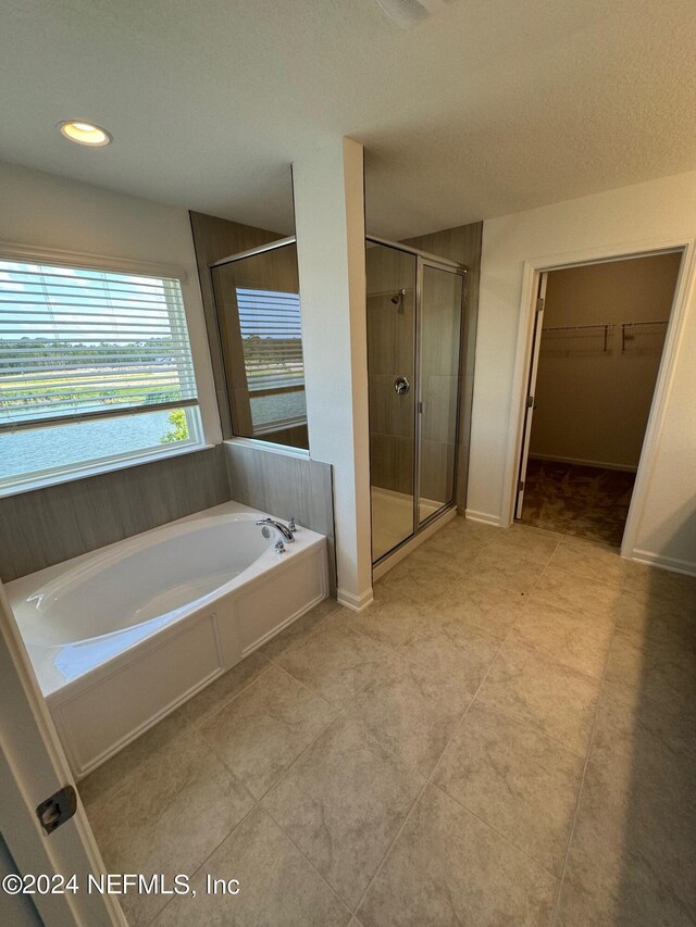 150 Iris Landing Dr, Saint Augustine, FL 32092 - bathroom with a shower stall, a bath, a spacious closet, baseboards, and recessed lighting