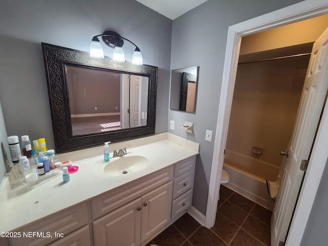 8741 Whispering Pines Dr, Jacksonville, FL 32244 - full bath featuring tile patterned floors, vanity, toilet, and shower / bath combination