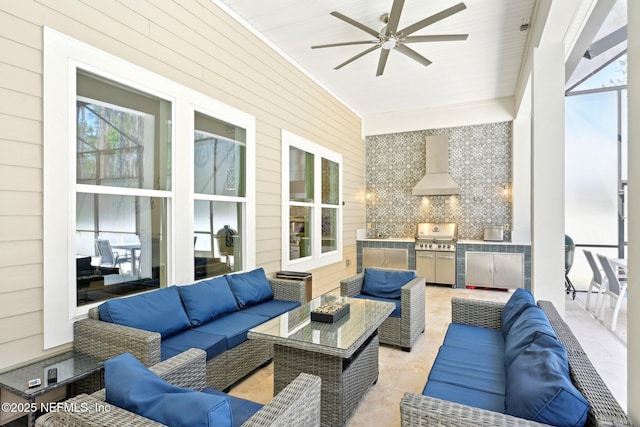 210 Terra Oaks Dr, Saint Johns, FL 32259 - view of patio with an outdoor hangout area, area for grilling, and ceiling fan
