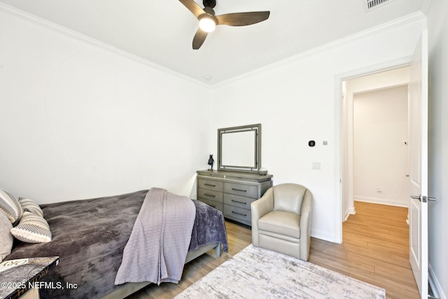 210 Terra Oaks Dr, Saint Johns, FL 32259 - bedroom with crown molding, wood finished floors, ceiling fan, and baseboards