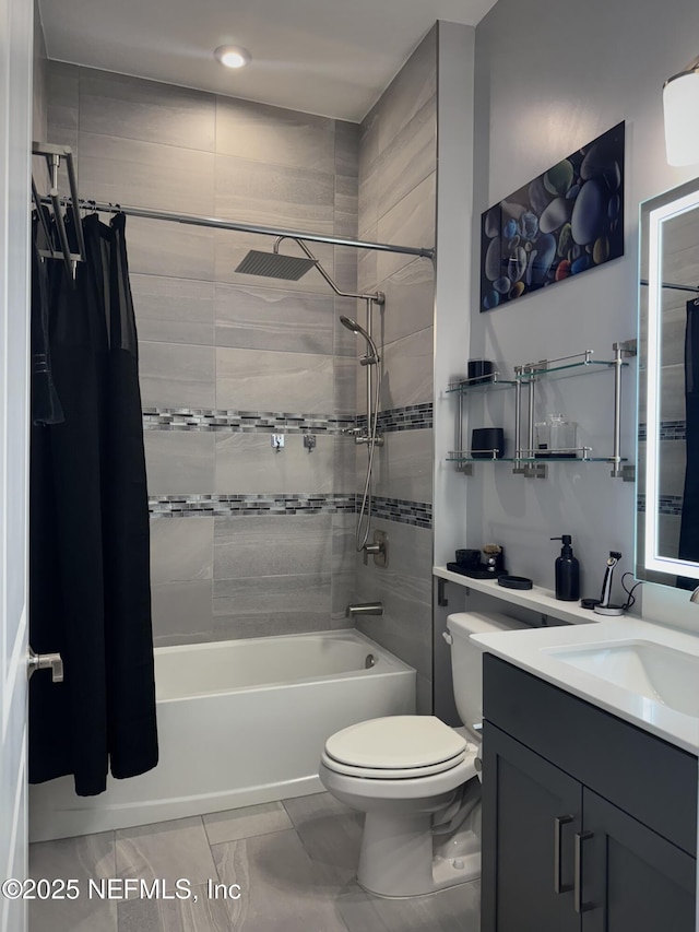 210 Terra Oaks Dr, Saint Johns, FL 32259 - bathroom with vanity, toilet, shower / bathtub combination with curtain, and recessed lighting