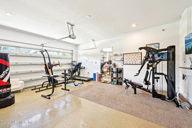 210 Terra Oaks Dr, Saint Johns, FL 32259 - exercise area featuring a garage and recessed lighting