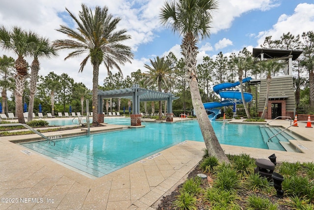 210 Terra Oaks Dr, Saint Johns, FL 32259 - community pool with a water slide, a pergola, and a patio