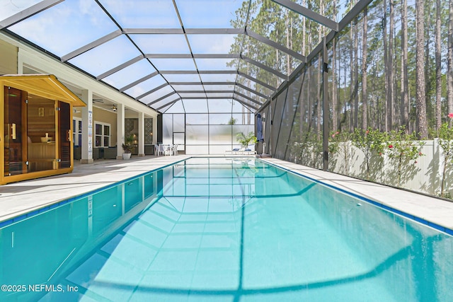 210 Terra Oaks Dr, Saint Johns, FL 32259 - swimming pool with a patio area, a ceiling fan, and a lanai