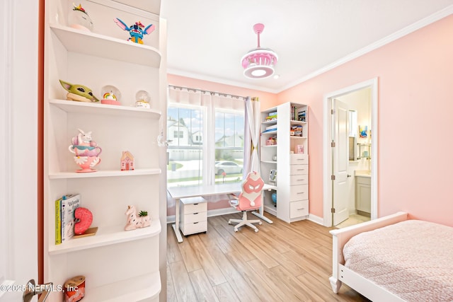 210 Terra Oaks Dr, Saint Johns, FL 32259 - bedroom with light wood-style floors, ornamental molding, and ensuite bathroom