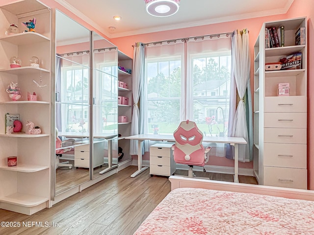 210 Terra Oaks Dr, Saint Johns, FL 32259 - bedroom with wood finished floors, ornamental molding, and an office area