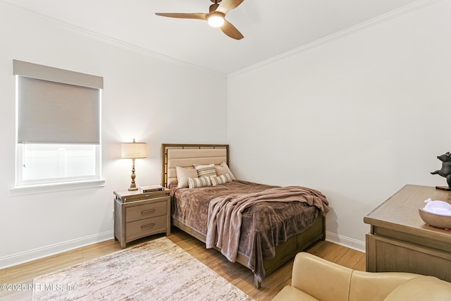 210 Terra Oaks Dr, Saint Johns, FL 32259 - bedroom with crown molding, light wood finished floors, and a ceiling fan