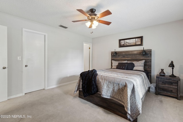 bedroom featuring carpet floors, ceiling fan, and baseboards