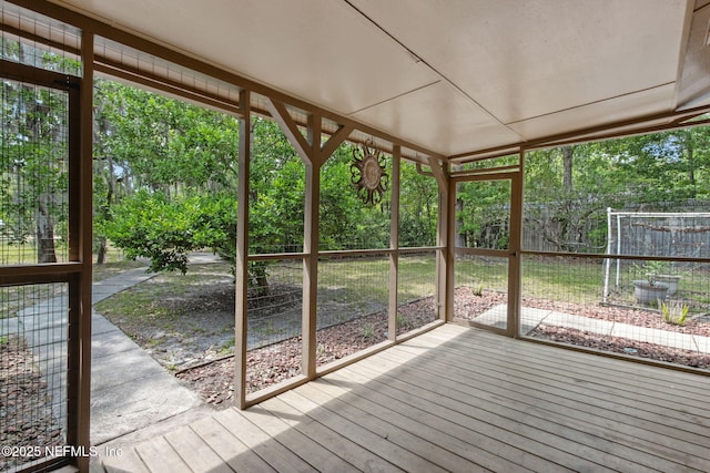 view of unfurnished sunroom