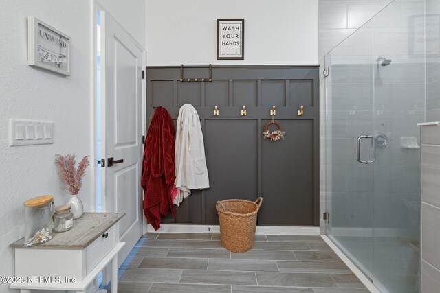 bathroom featuring a stall shower