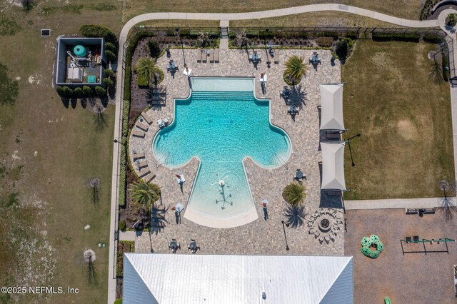 bird's eye view of a pool