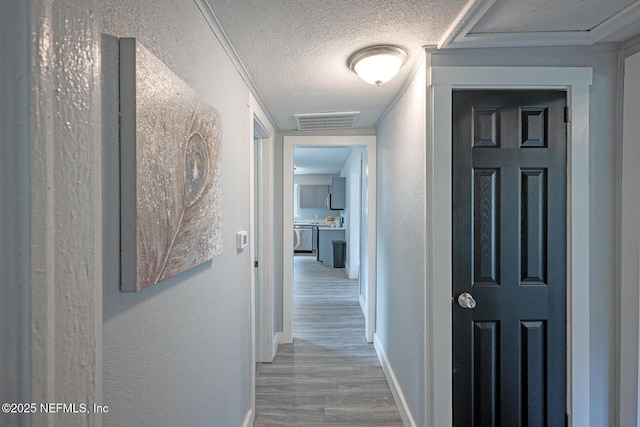 304 Lawton Ave, Jacksonville, FL 32208 - hallway featuring baseboards, a textured wall, wood finished floors, and a textured ceiling