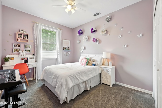 100 Bracken Ct, Saint Johns, FL 32259 - bedroom with carpet flooring, baseboards, ceiling fan, and an office area