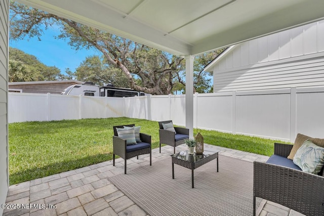 view of patio / terrace featuring an outdoor hangout area