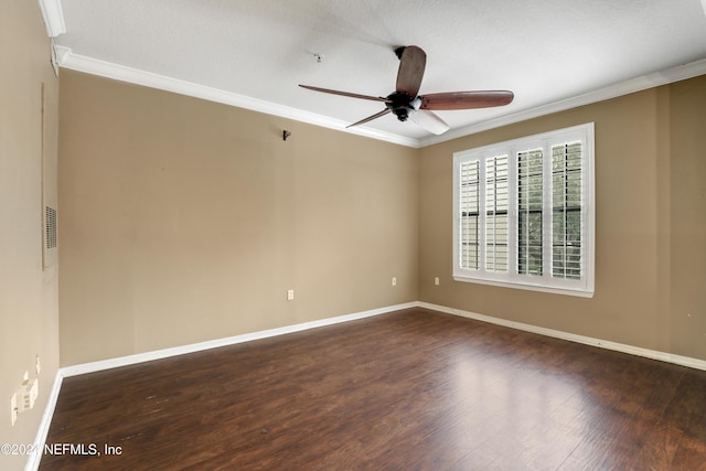12700 Bartram Park Blvd Unit 123, Jacksonville, FL 32258 - empty room with crown molding, a ceiling fan, dark wood finished floors, and baseboards