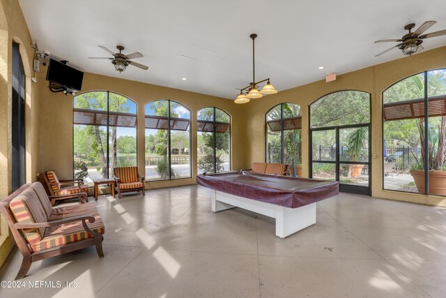 12700 Bartram Park Blvd Unit 123, Jacksonville, FL 32258 - game room featuring a ceiling fan, billiards, concrete flooring, and recessed lighting