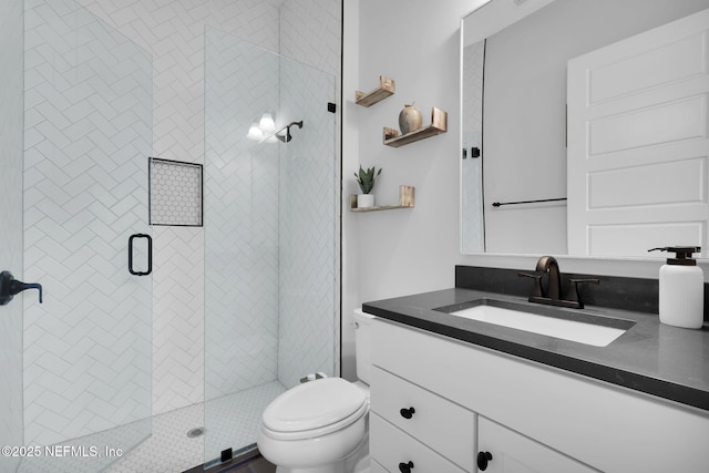 94 Anthem Ridge Dr, Ponte Vedra, FL 32081 - bathroom with a stall shower, toilet, and vanity