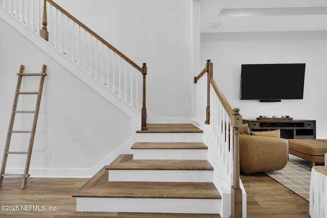 94 Anthem Ridge Dr, Ponte Vedra, FL 32081 - stairs with wood finished floors and baseboards