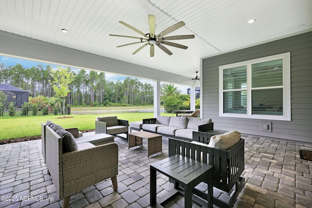 94 Anthem Ridge Dr, Ponte Vedra, FL 32081 - view of patio featuring ceiling fan and outdoor lounge area