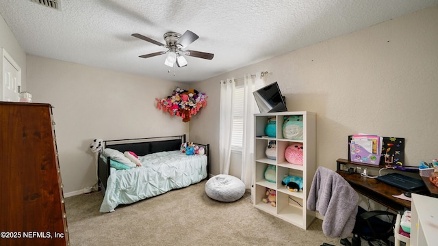 11428 Rustic Pines Cir E, Jacksonville, FL 32257 - bedroom featuring carpet, a textured ceiling, and a ceiling fan