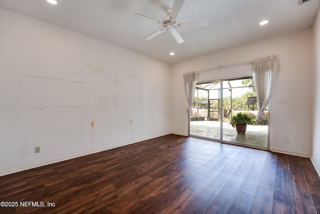 5476 Waterside Dr, Jacksonville, FL 32210 - spare room with wood finished floors, baseboards, ceiling fan, and recessed lighting