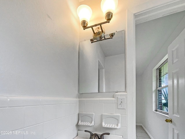 bathroom with tile patterned floors