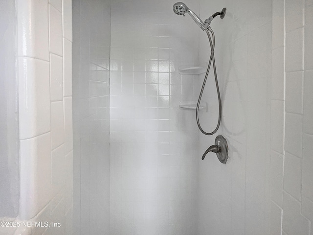 bathroom view of tiled shower