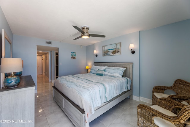 1301 1st St S Unit 1403, Jacksonville Beach, FL 32250 - bedroom featuring light tile patterned floors, baseboards, and a ceiling fan
