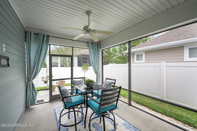 107 Park Lake Dr, Ponte Vedra, FL 32081 - sunroom featuring ceiling fan and outdoor dining space
