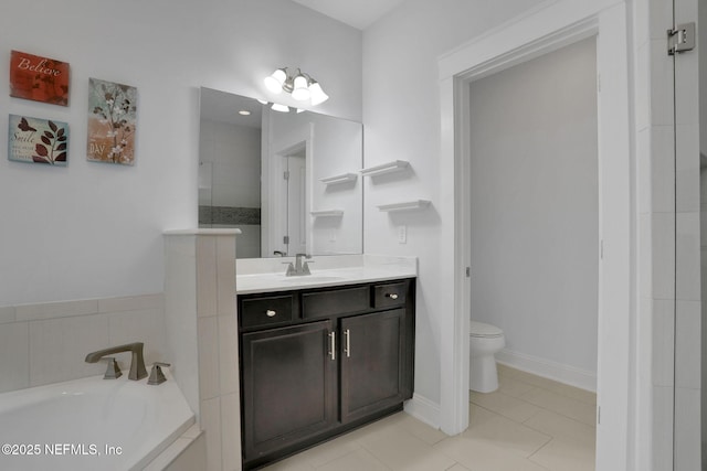 4508 Quail Hollow Rd, Orange Park, FL 32065 - bathroom featuring toilet, a bath, tile patterned flooring, and vanity