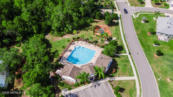 aerial view of a pool