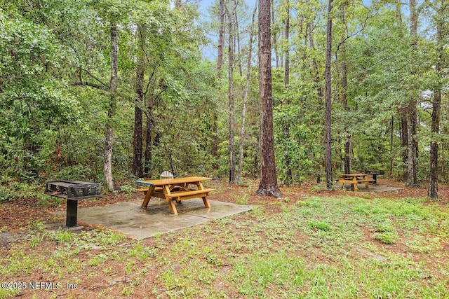 452 Dutton Island Rd W, Atlantic Beach, FL 32233 - view of yard featuring a patio area and a forest view