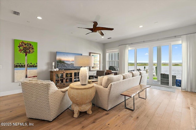 2540 Beach Blvd, Jacksonville Beach, FL 32250 - living area with ceiling fan, light wood-style flooring, recessed lighting, and baseboards