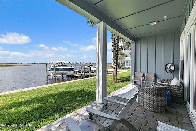 2540 Beach Blvd, Jacksonville Beach, FL 32250 - view of patio / terrace featuring a water view and a boat dock