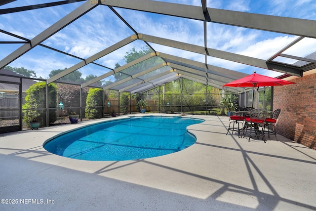 2072 Hawkcrest Dr E, Saint Johns, FL 32259 - view of pool featuring a fenced backyard, a patio area, and glass enclosure