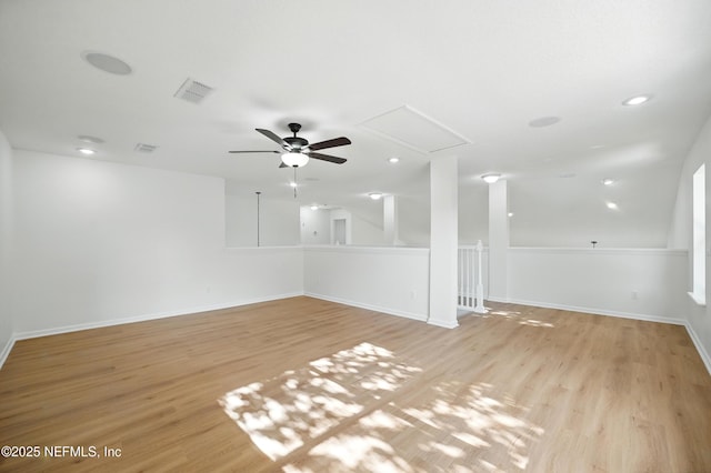2012 Belle Grove Ter, Fleming Island, FL 32003 - empty room featuring ceiling fan, light wood-type flooring, attic access, baseboards, and recessed lighting