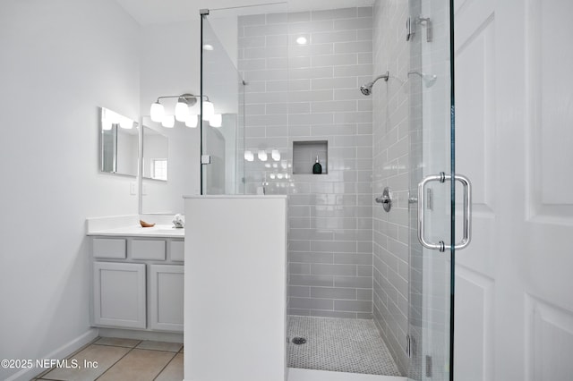2012 Belle Grove Ter, Fleming Island, FL 32003 - full bathroom featuring a shower stall, tile patterned floors, and vanity