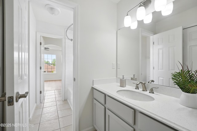 2012 Belle Grove Ter, Fleming Island, FL 32003 - full bath with baseboards, vanity, tile patterned flooring, and  shower combination
