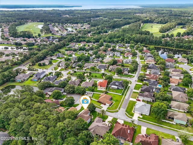 2012 Belle Grove Ter, Fleming Island, FL 32003 - aerial view of property and surrounding area with a large body of water, nearby suburban area, and a golf club