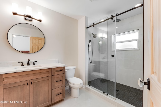 1835 Powder Springs Dr, Jacksonville, FL 32225 - full bath with vanity, a stall shower, and tile patterned flooring