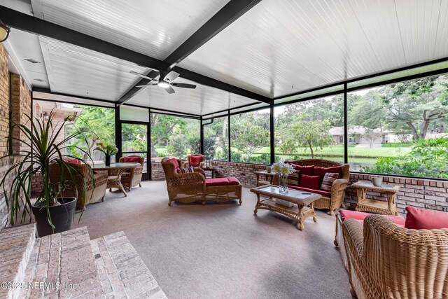 1835 Powder Springs Dr, Jacksonville, FL 32225 - sunroom featuring an outdoor hangout area and ceiling fan