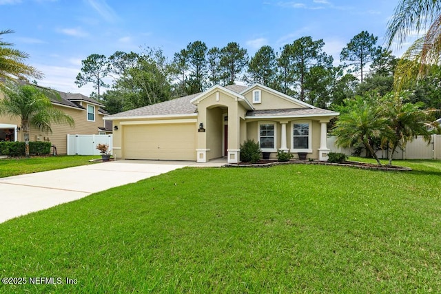 880 W American Eagle Dr, Saint Augustine, FL 32092 - view of front of house with stucco siding, an attached garage, driveway, and a shingled roof