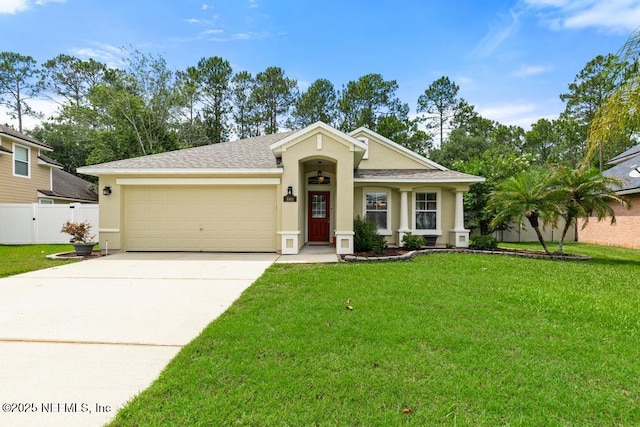 880 W American Eagle Dr, Saint Augustine, FL 32092 - ranch-style home featuring stucco siding, driveway, an attached garage, and roof with shingles