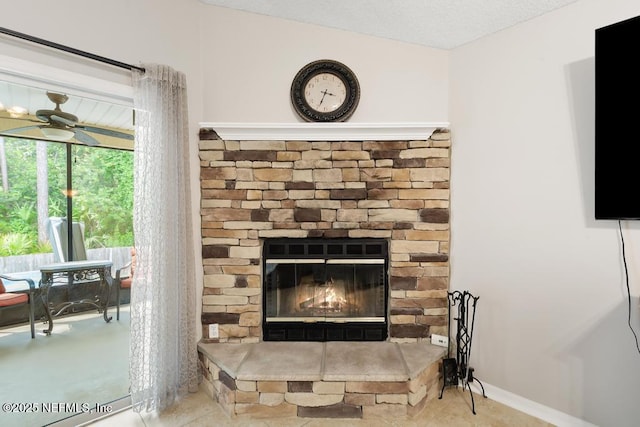 880 W American Eagle Dr, Saint Augustine, FL 32092 - detailed view of ceiling fan and a stone fireplace
