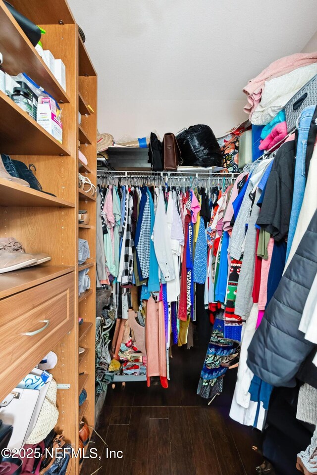 spacious closet with wood finished floors
