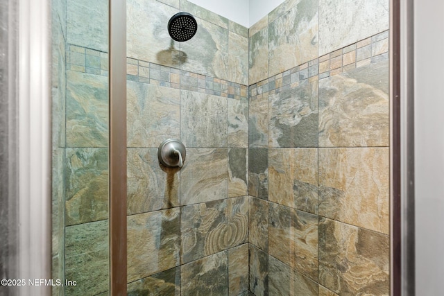 bathroom view of tiled shower