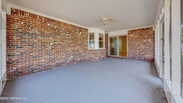 view of patio featuring a ceiling fan