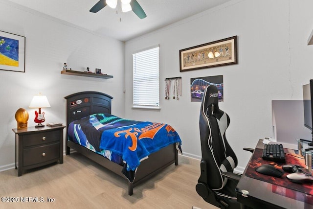 567 Flach Dr, Saint Johns, FL 32259 - bedroom with light wood-style flooring, a desk, baseboards, and a ceiling fan